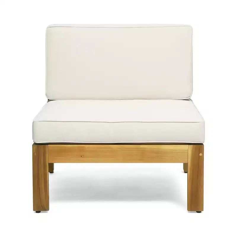 GDFStudio Allaire Acacia Wood 3 Seater Sectional Sofa Set with Ottoman