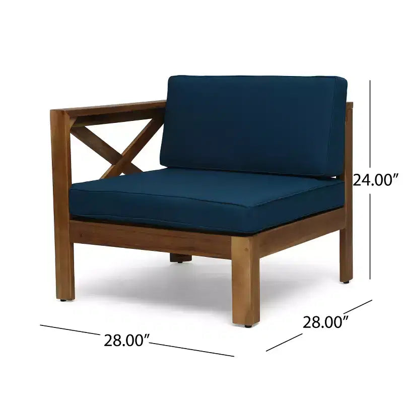 GDFStudio Allaire Acacia Wood 3 Seater Sectional Sofa Set with Ottoman
