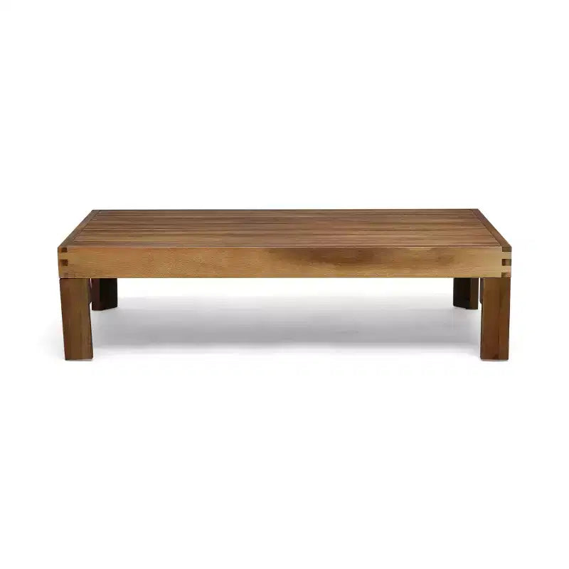 GDFStudio Allaire Acacia Wood 3 Seater Sectional Sofa Set with Ottoman