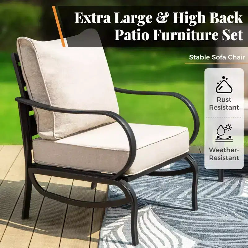 Captiva Designs 7pc Metal Patio Furniture Conversation Set with Rocking Chairs for Garden Porch Backyard