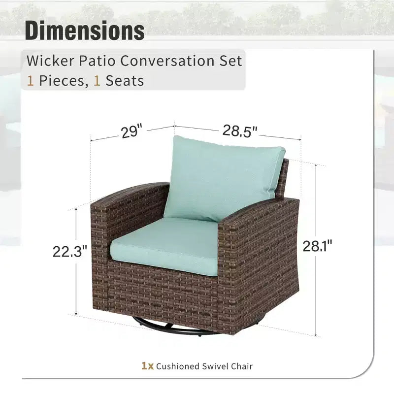 Captiva Designs 8pc Outdoor Patio Wicker Rattan Cushioned Sofa Fire Pit Set with Ottomans and Single Sofas