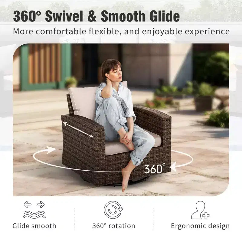 Captiva Designs 7pc Outdoor Patio Wicker Conversation Set with 4Cushioned Single Sofas for Garden Poolside Backyard