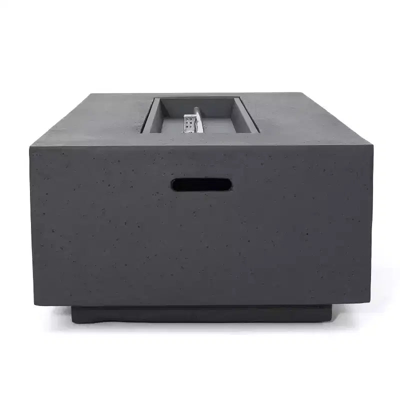 Christopher Knight Home Giovanna Outdoor Aluminum 4-Seater Chat Set with Lightweight Concrete Fire Pit, Black/Dark Gray