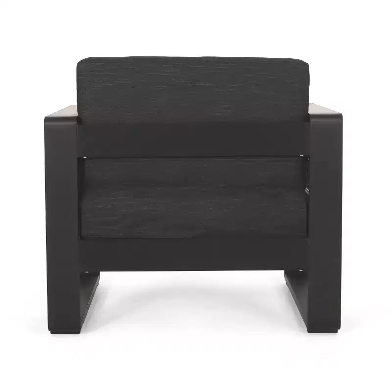 Christopher Knight Home Giovanna Outdoor Aluminum 4-Seater Chat Set with Lightweight Concrete Fire Pit, Black/Dark Gray