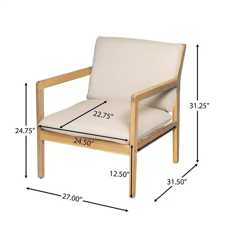 Christopher Knight Home Vanda Patio 4 Pieces Acacia Wood Open Slat Seating Set with Cushions