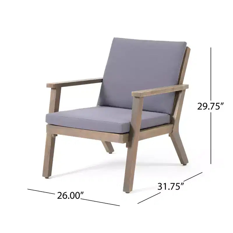 Christopher Knight Home Temecula Outdoor Acacia Wood 5 Piece Club Chair and Ottoman Chat Set with Cushions