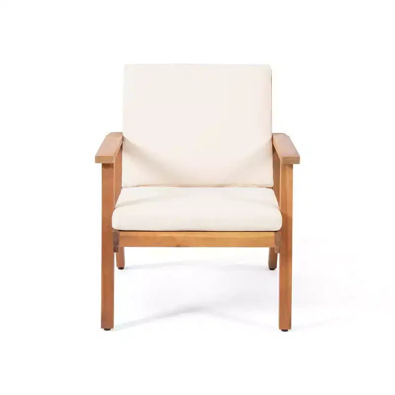 Christopher Knight Home Temecula Outdoor Acacia Wood 5 Piece Club Chair and Ottoman Chat Set with Cushions