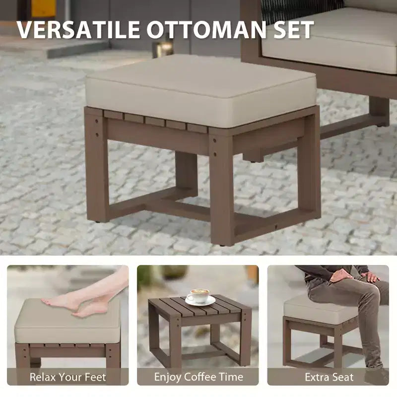 EAGLE PEAK 4 Pieces Natural Cedar Wood Conversation Set, Outdoor Patio Furniture with 2 Ottomans and Coffee Table