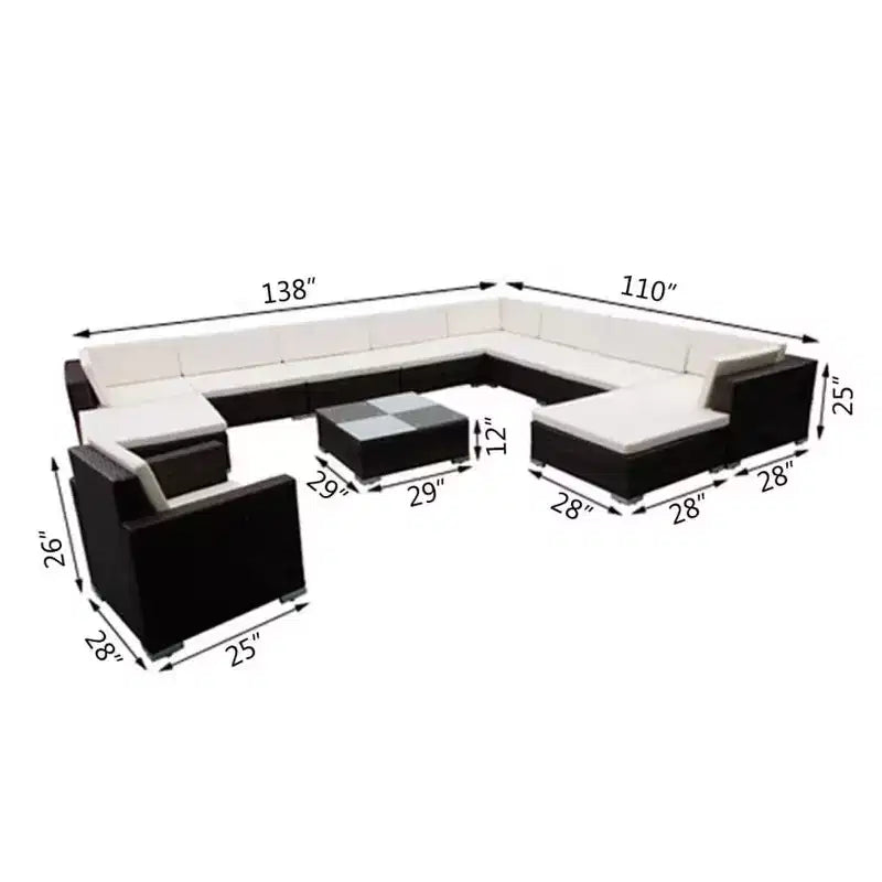 vidaXL Patio Furniture Set Set of 12 Brown Powder-coated steel Large