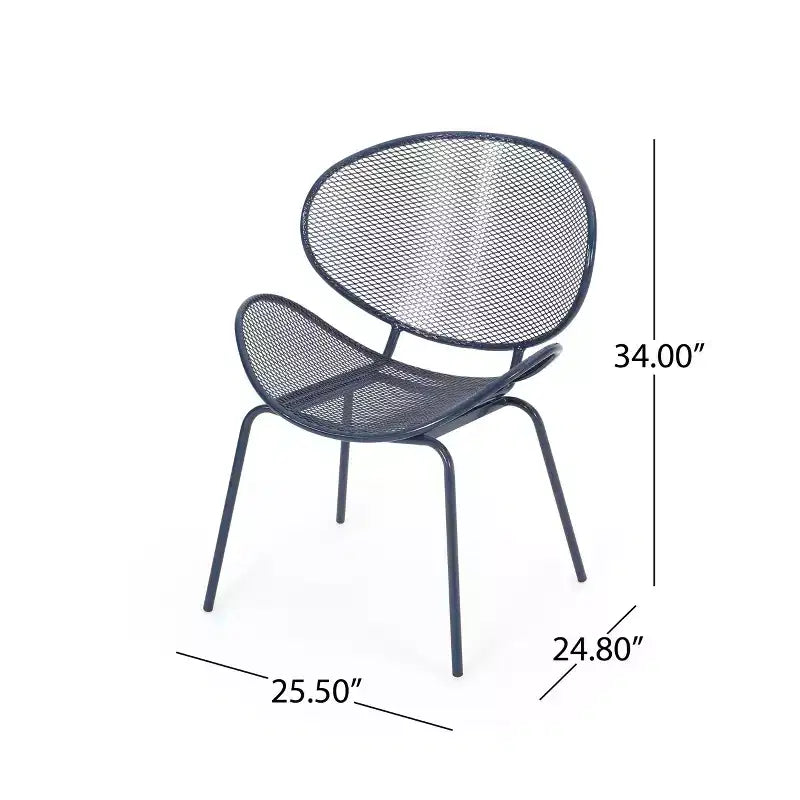Christopher Knight Home James Outdoor 3 Piece Chat Set with Powder-Coated Iron Shell Chairs and Mesh Table