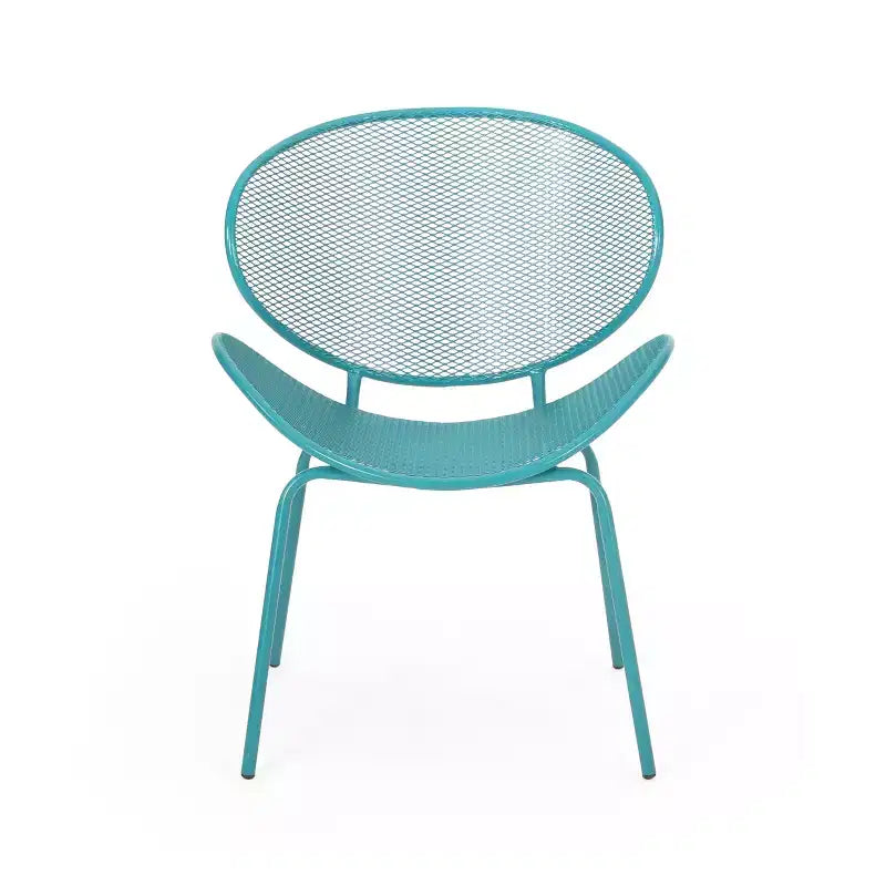 Christopher Knight Home James Outdoor 3 Piece Chat Set with Powder-Coated Iron Shell Chairs and Mesh Table