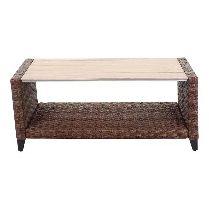 Courtyard Casual Costa Mesa 5 pc Sofa & Coffee Table Set - Brown One Sofa, Two Club Chairs, One End Table, & Coffee Table
