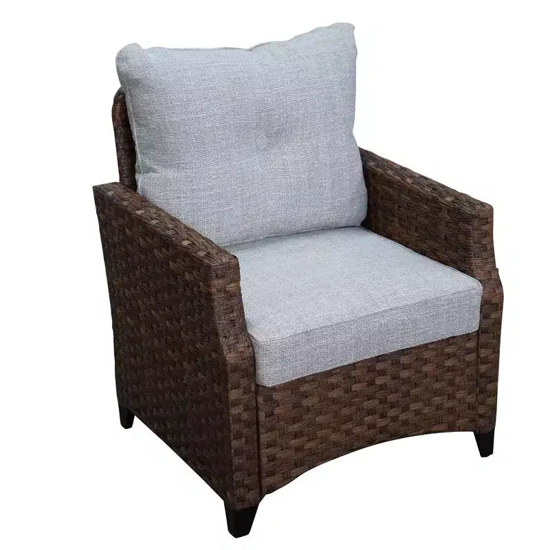 Courtyard Casual Costa Mesa 5 pc Sofa & Coffee Table Set - Brown One Sofa, Two Club Chairs, One End Table, & Coffee Table