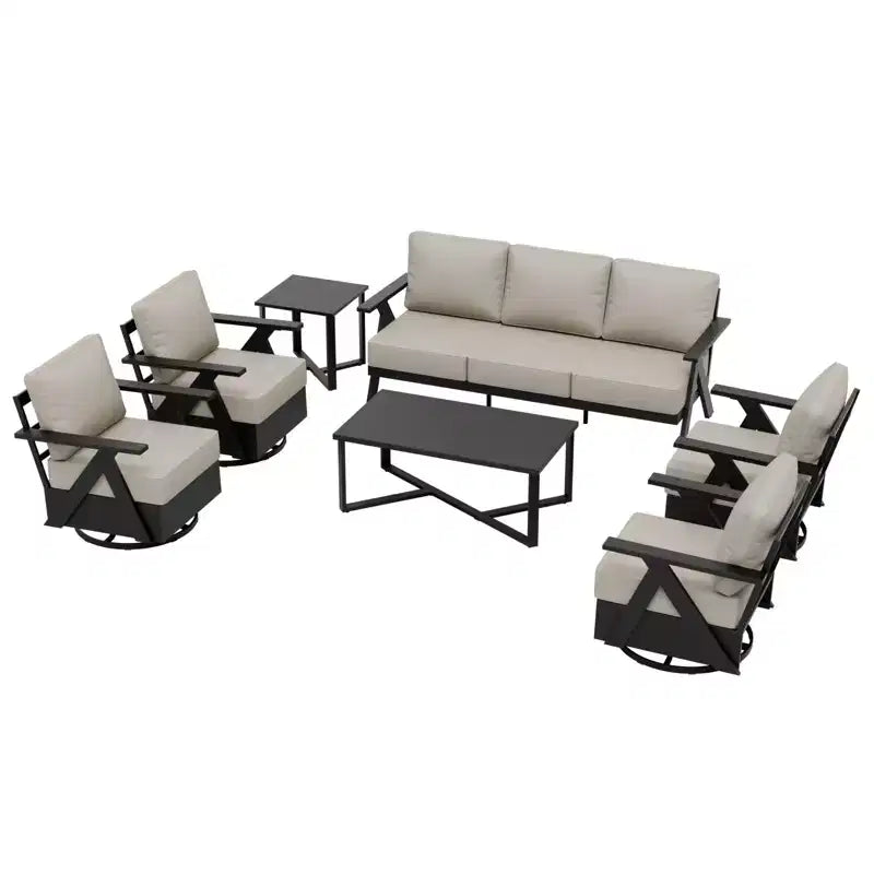 EAGLE PEAK Urban Slate 7 Piece Modern Outdoor Patio Furniture Set, Couch, Patio Chairs, Coffee Table, and Side Table