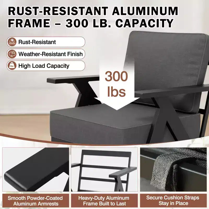 EAGLE PEAK Urban Slate 7 Piece Modern Outdoor Patio Furniture Set, Couch, Patio Chairs, Coffee Table, and Side Table
