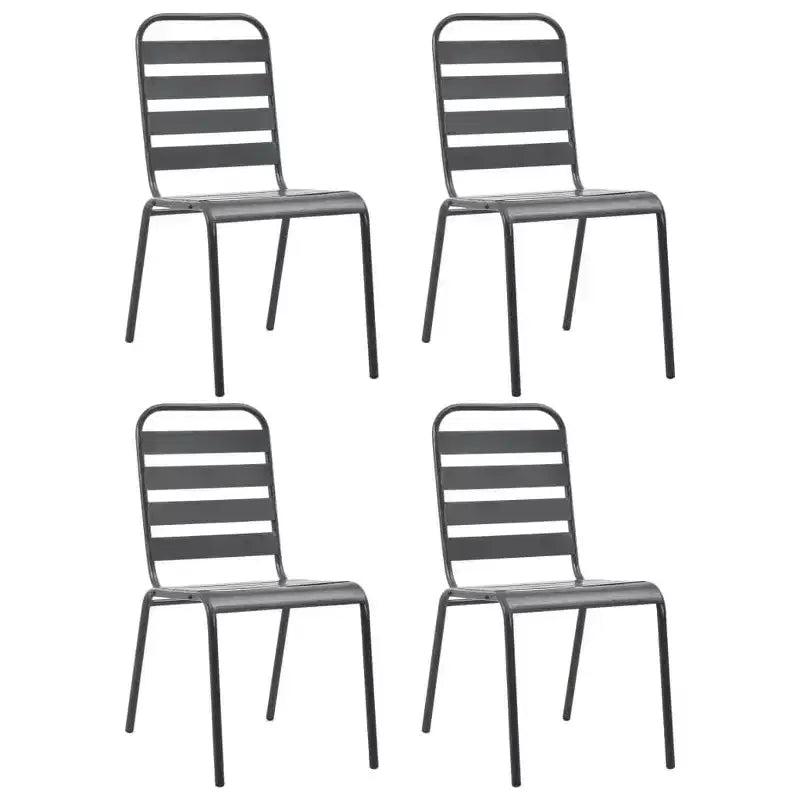 vidaXL Patio Dining Set Table and Chair Patio Furniture Set Steel Dark Gray