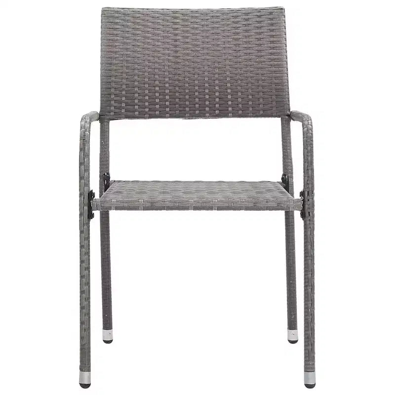 vidaXL Patio Dining Set Table and Chair Gray and Black Poly Rattan and Steel - 63 Table Length 4 Chairs