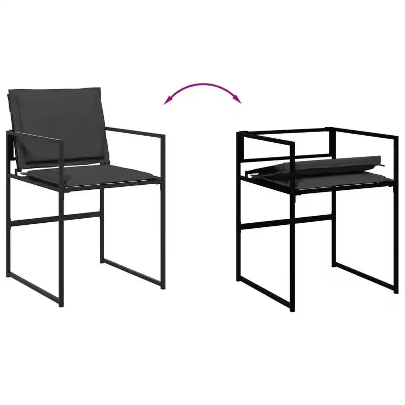 vidaXL 11 Piece Patio Dining Set with Cushions Black Textilene