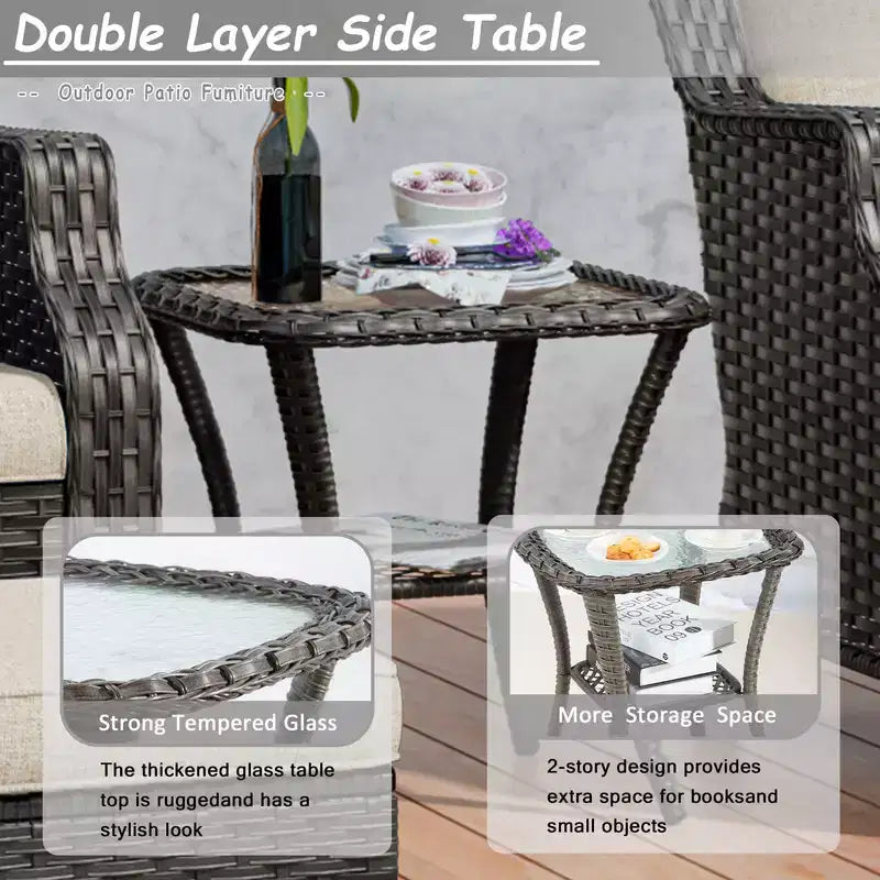 UPTIOT 5-Piece Steel Wicker Patio Conversation
