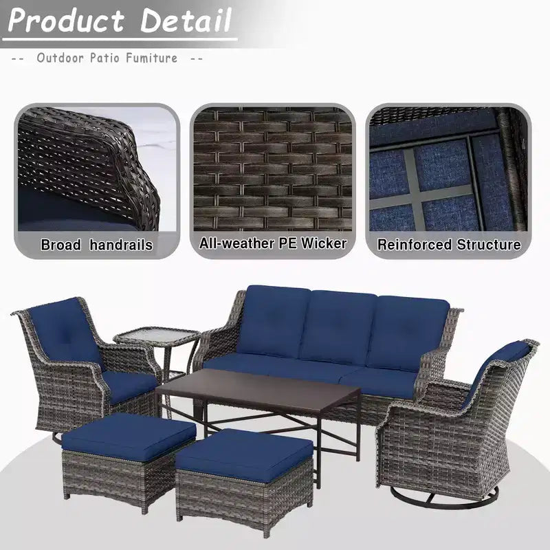 UPTIOT 7-Piece Outdoor Patio Conversation Set