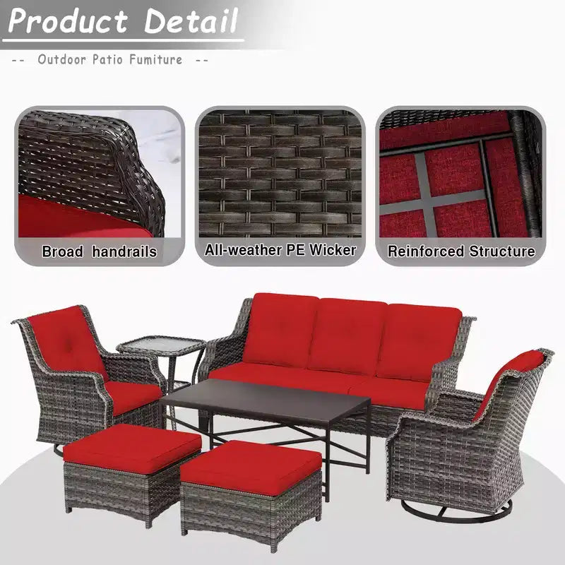 UPTIOT 7-Piece Outdoor Patio Conversation Set