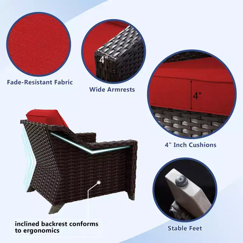 UPTIOT 6-Piece Outdoor Patio Set with Two 3-Seat Sofas, Two Chairs & Two Ottomans