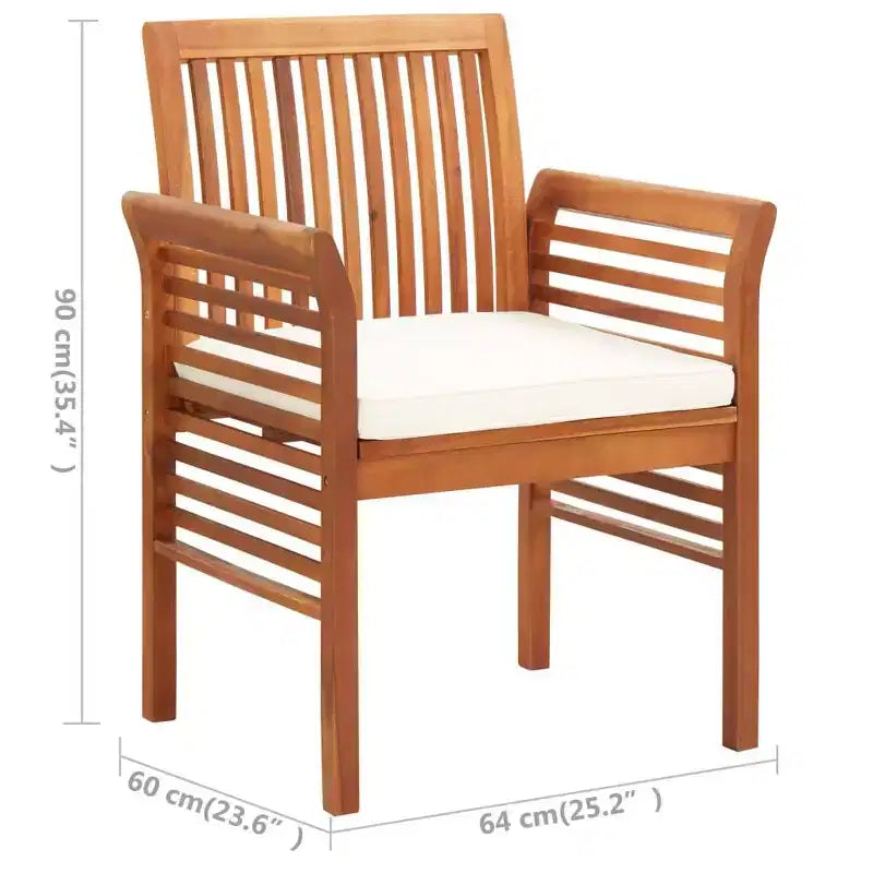 vidaXL Solid Acacia Wood 3/Outdoor Dining Set with Cushions