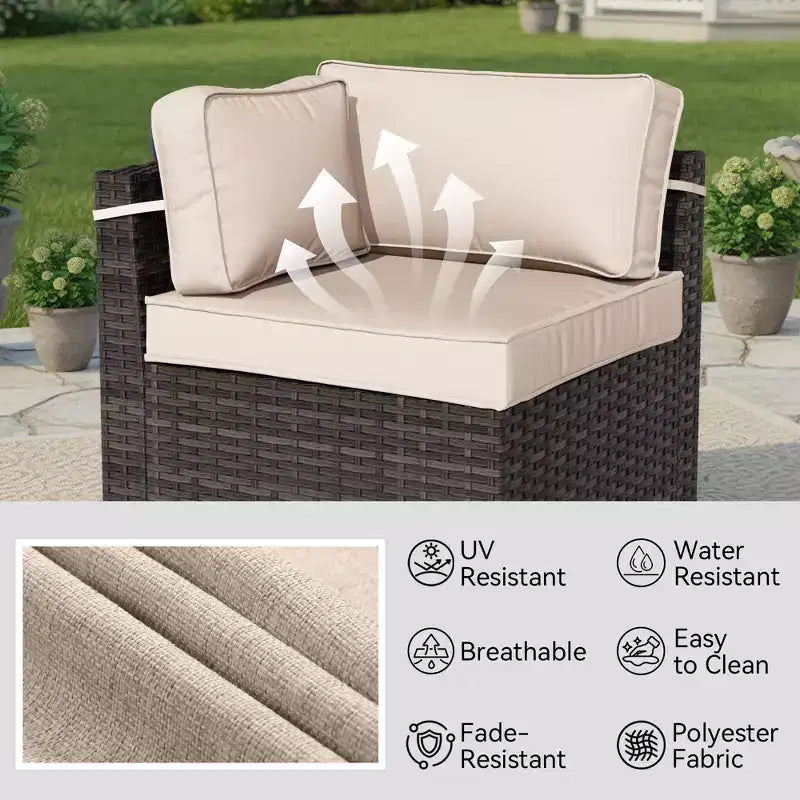 UPTIOT All-Weather Patio Set with Corner Loungers, Deep-Seat Chairs & Grey Convertible Fire Table for Ultimate Outdoor Comfort