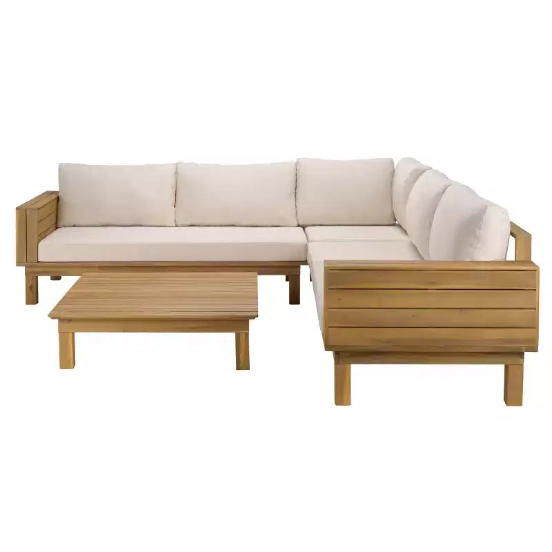 Napol 4 PC Acacia Patio Seating Set W/ Cushions - Indoor/Outdoor - PAT6806 - Safavieh