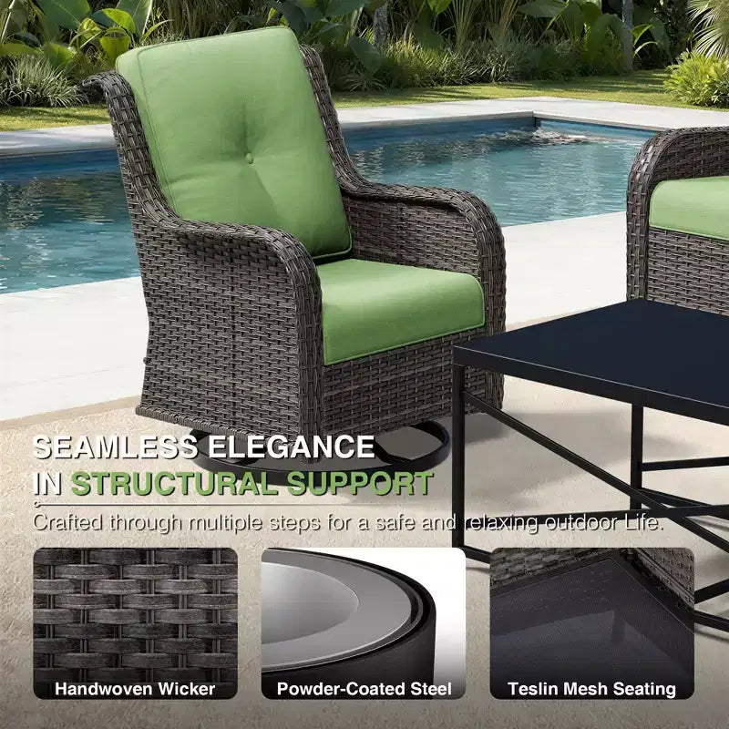 UPTIOT Premium Outdoor Sofa Set with Swivel Chairs and Multi-Functional Ottomans