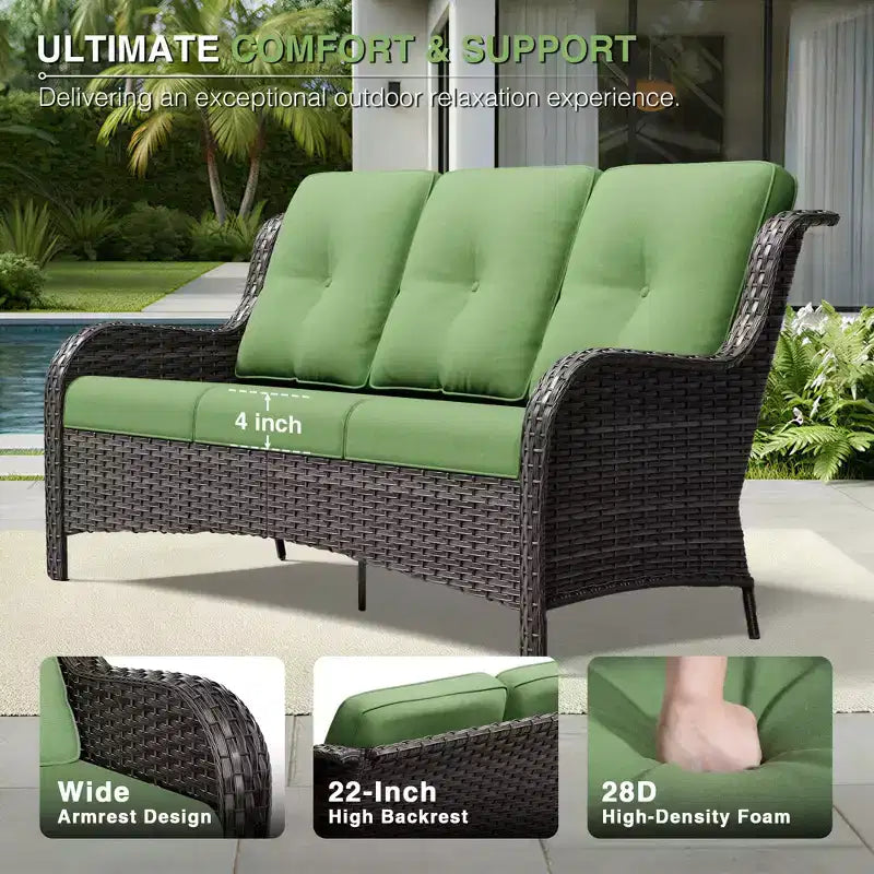 UPTIOT Premium Outdoor Sofa Set with Swivel Chairs and Multi-Functional Ottomans