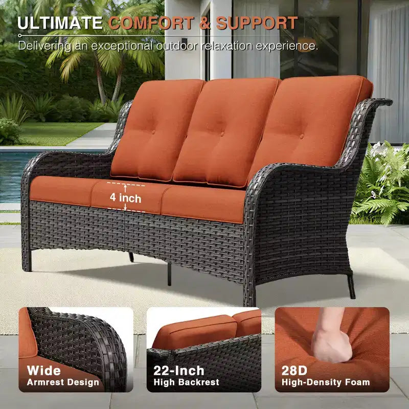 UPTIOT Premium Outdoor Sofa Set with Swivel Chairs and Multi-Functional Ottomans