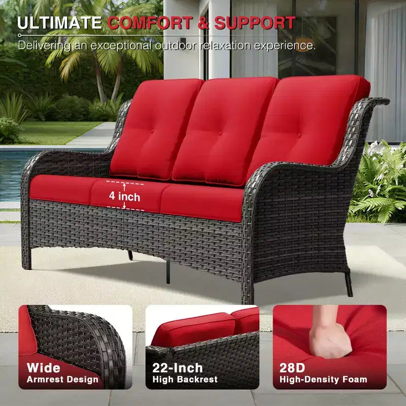 UPTIOT Premium Outdoor Sofa Set with Swivel Chairs and Multi-Functional Ottomans