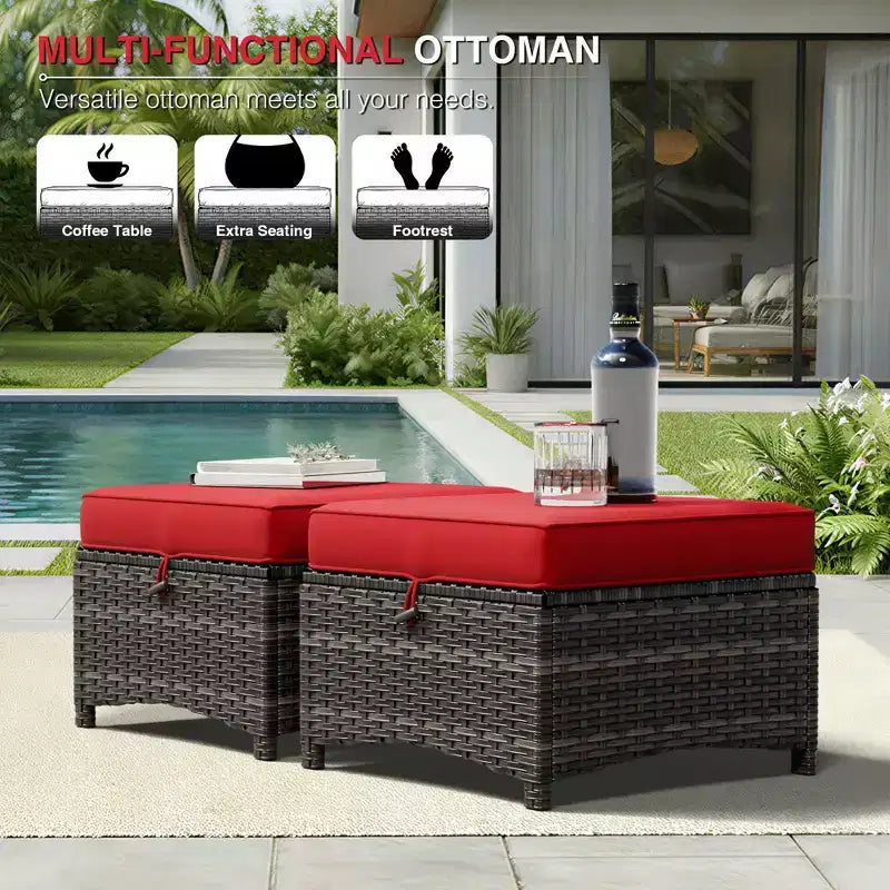 UPTIOT Premium Outdoor Sofa Set with Swivel Chairs and Multi-Functional Ottomans