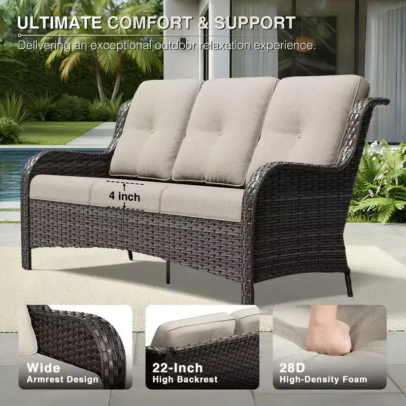 UPTIOT Premium Outdoor Sofa Set with Swivel Chairs and Multi-Functional Ottomans