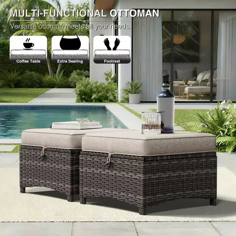 UPTIOT Premium Outdoor Sofa Set with Swivel Chairs and Multi-Functional Ottomans