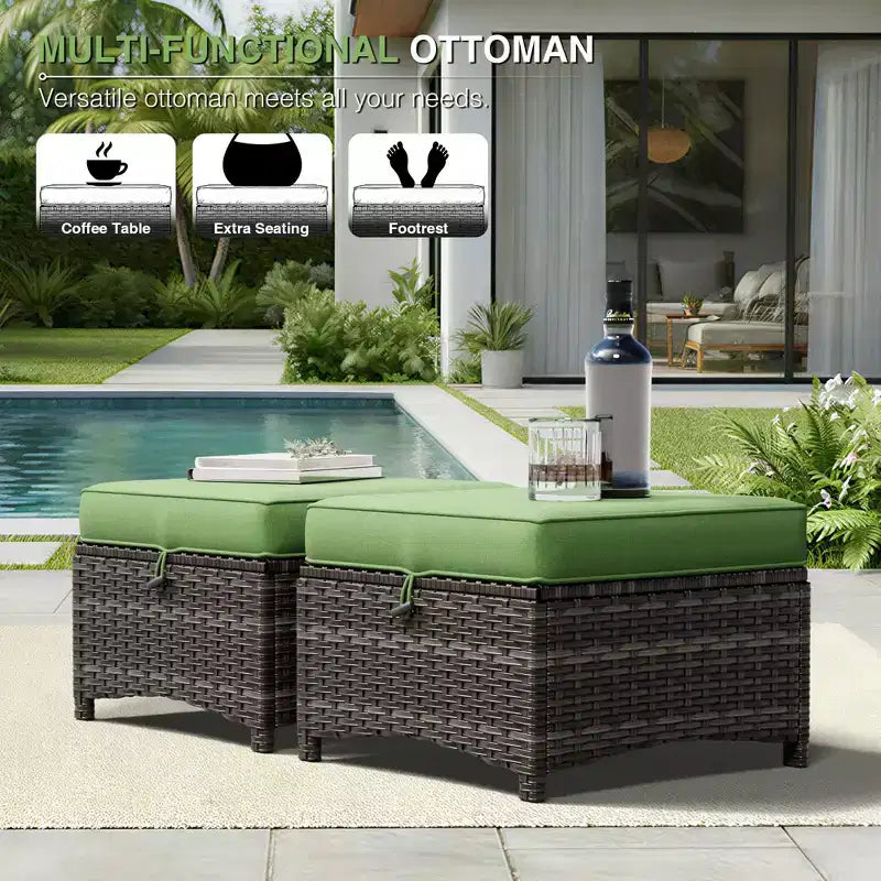 UPTIOT All-Weather Olefin Wicker Sofa Set with Multi-Functional Ottomans