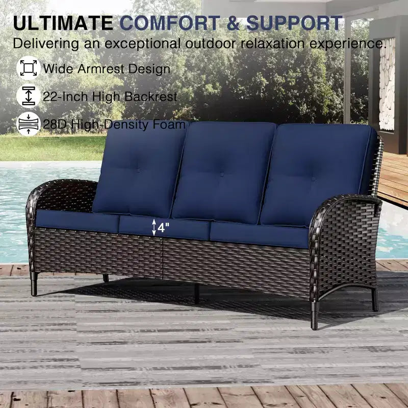 UPTIOT Modular Outdoor Sofa Set with Convertible Ottomans and All-Weather Cushions