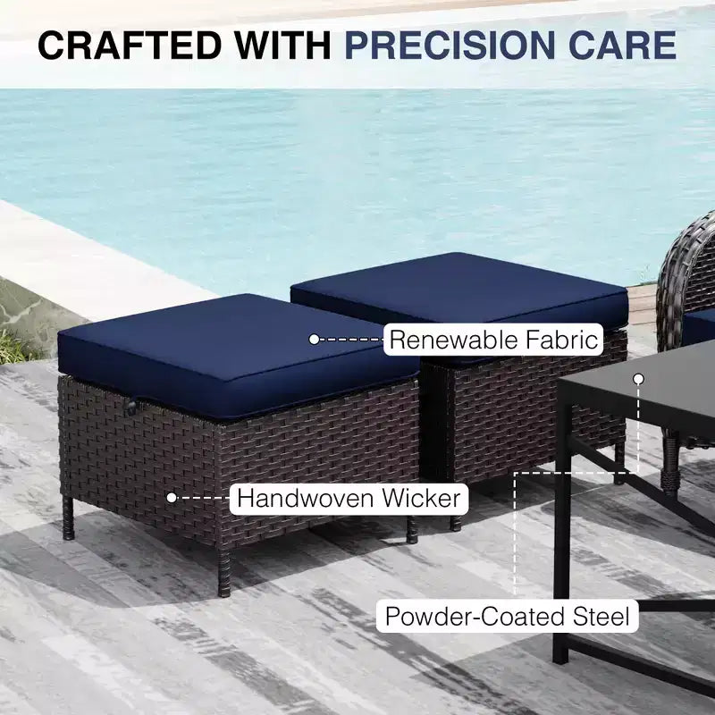 UPTIOT Modular Outdoor Sofa Set with Convertible Ottomans and All-Weather Cushions