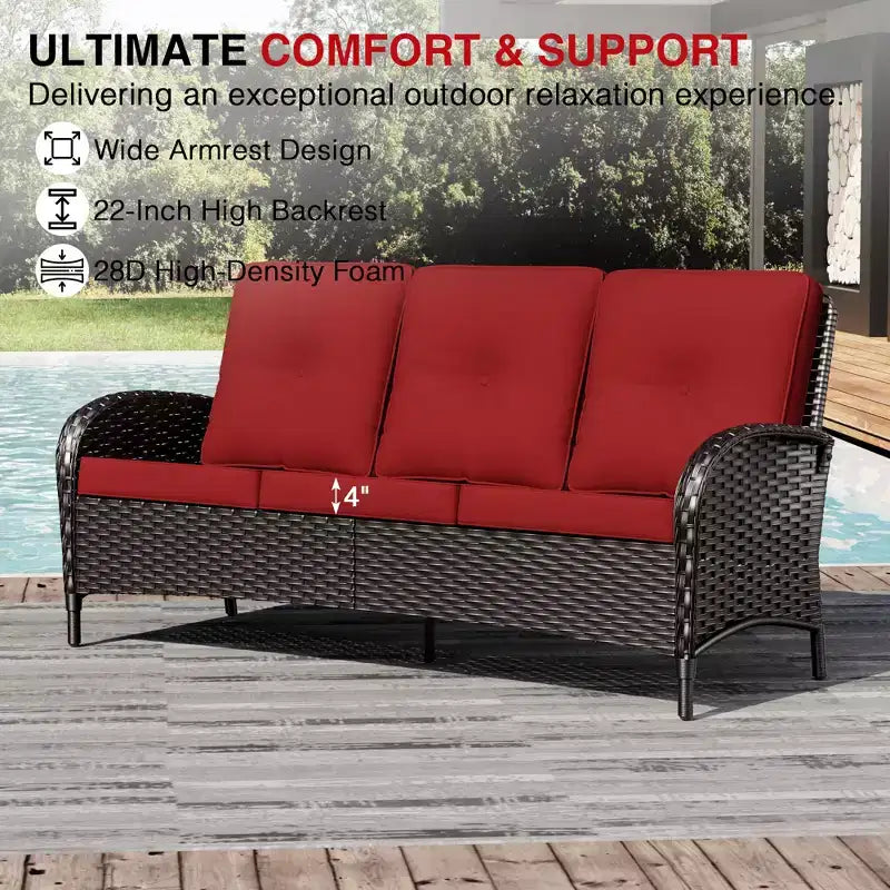 UPTIOT Modular Outdoor Sofa Set with Convertible Ottomans and All-Weather Cushions