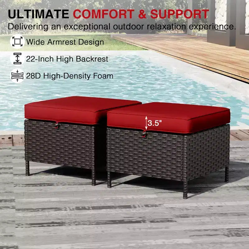UPTIOT Modular Outdoor Sofa Set with Convertible Ottomans and All-Weather Cushions