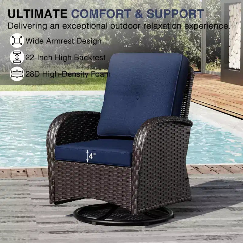 UPTIOT 8-Piece Outdoor Patio Set with 3-Seat Sofa, Swivel Chairs, Wicker Chairs, Ottomans & Side Table for Ultimate Comfort
