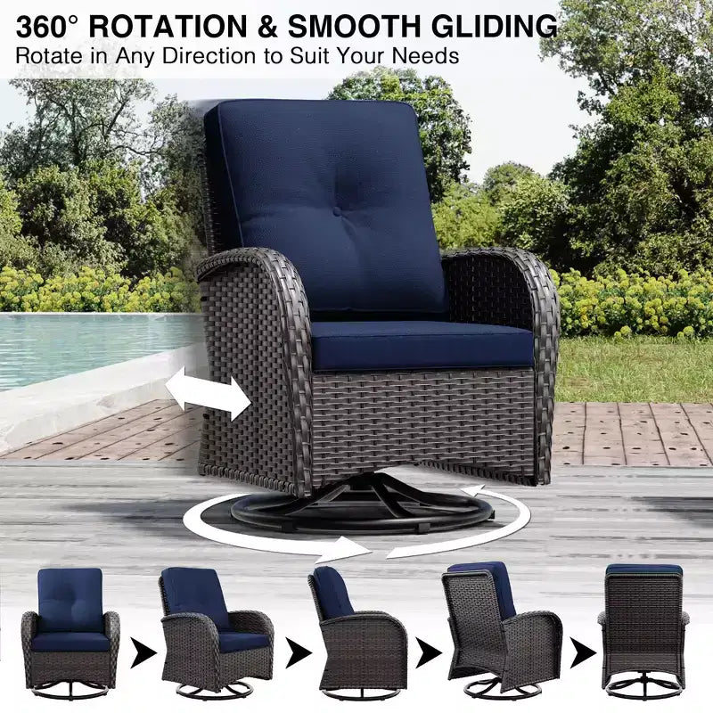 UPTIOT 8-Piece Outdoor Patio Set with 3-Seat Sofa, Swivel Chairs, Wicker Chairs, Ottomans & Side Table for Ultimate Comfort