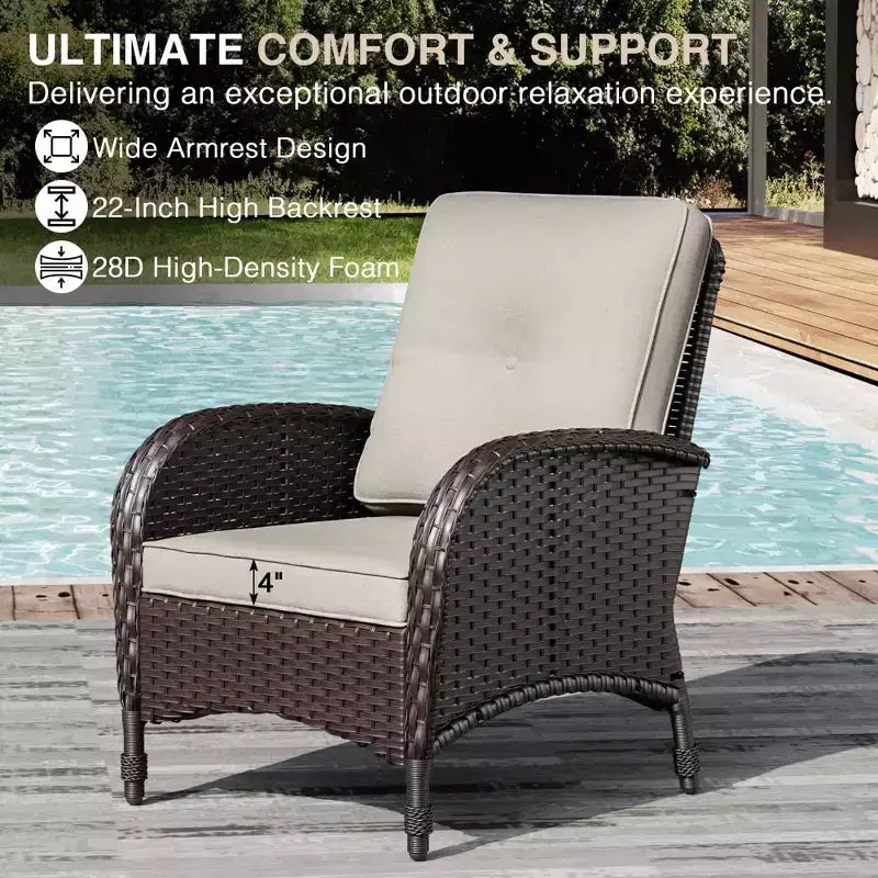UPTIOT 8-Piece Outdoor Patio Set with 3-Seat Sofa, Swivel Chairs, Wicker Chairs, Ottomans & Side Table for Ultimate Comfort