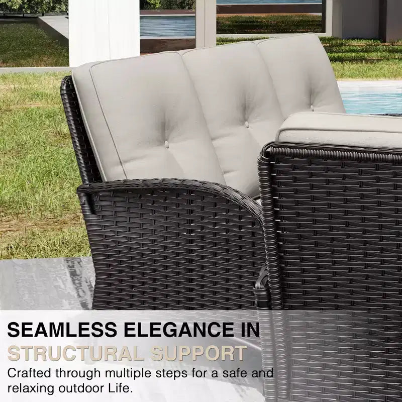 UPTIOT Outdoor Patio Set with Sofas, Swivel Chairs, Ottomans, and Side Table