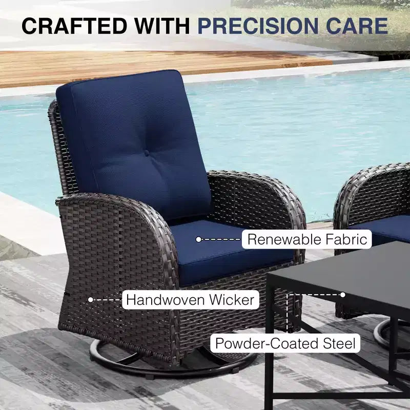 UPTIOT Outdoor Patio Set with Sofas, Swivel Chairs, Ottomans, and Side Table