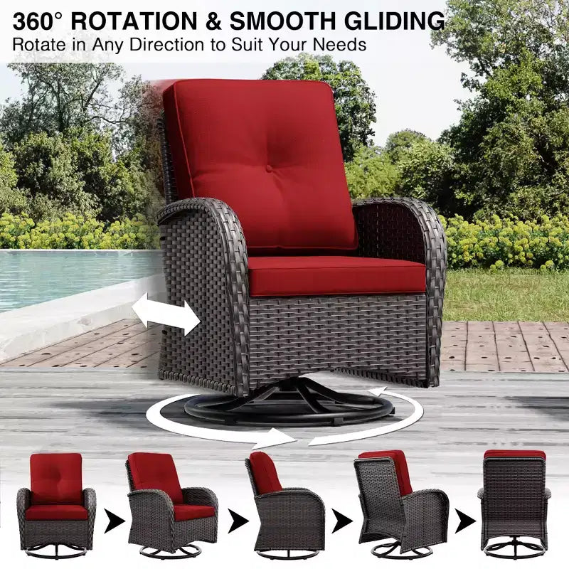 UPTIOT Outdoor Patio Set with Sofas, Swivel Chairs, Ottomans, and Side Table