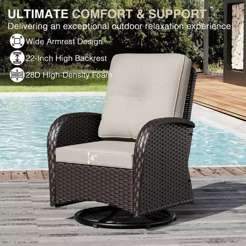 UPTIOT Outdoor Patio Set with Sofas, Swivel Chairs, Ottomans, and Side Table