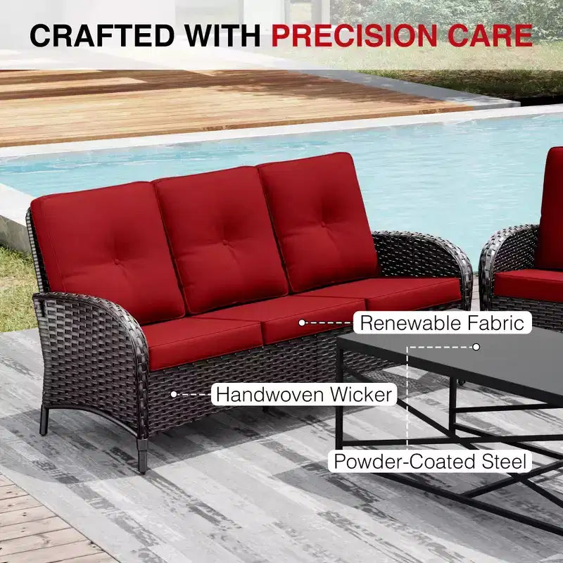 UPTIOT Outdoor Patio Set with Fire Pit, Sofa, Swivel Chairs, and Side Tables