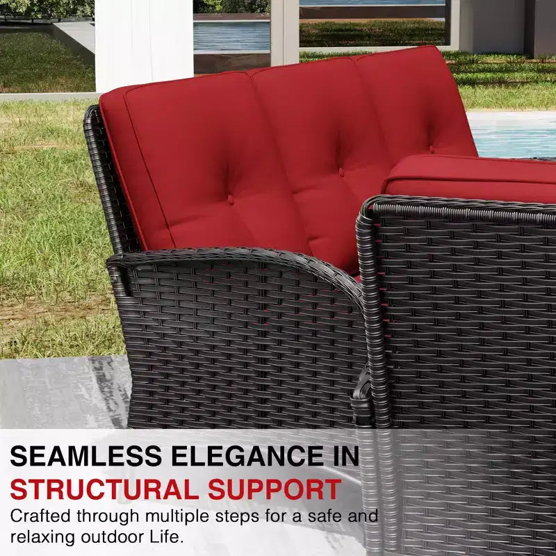 UPTIOT Outdoor Patio Set with Fire Pit, Sofa, Swivel Chairs, and Side Tables